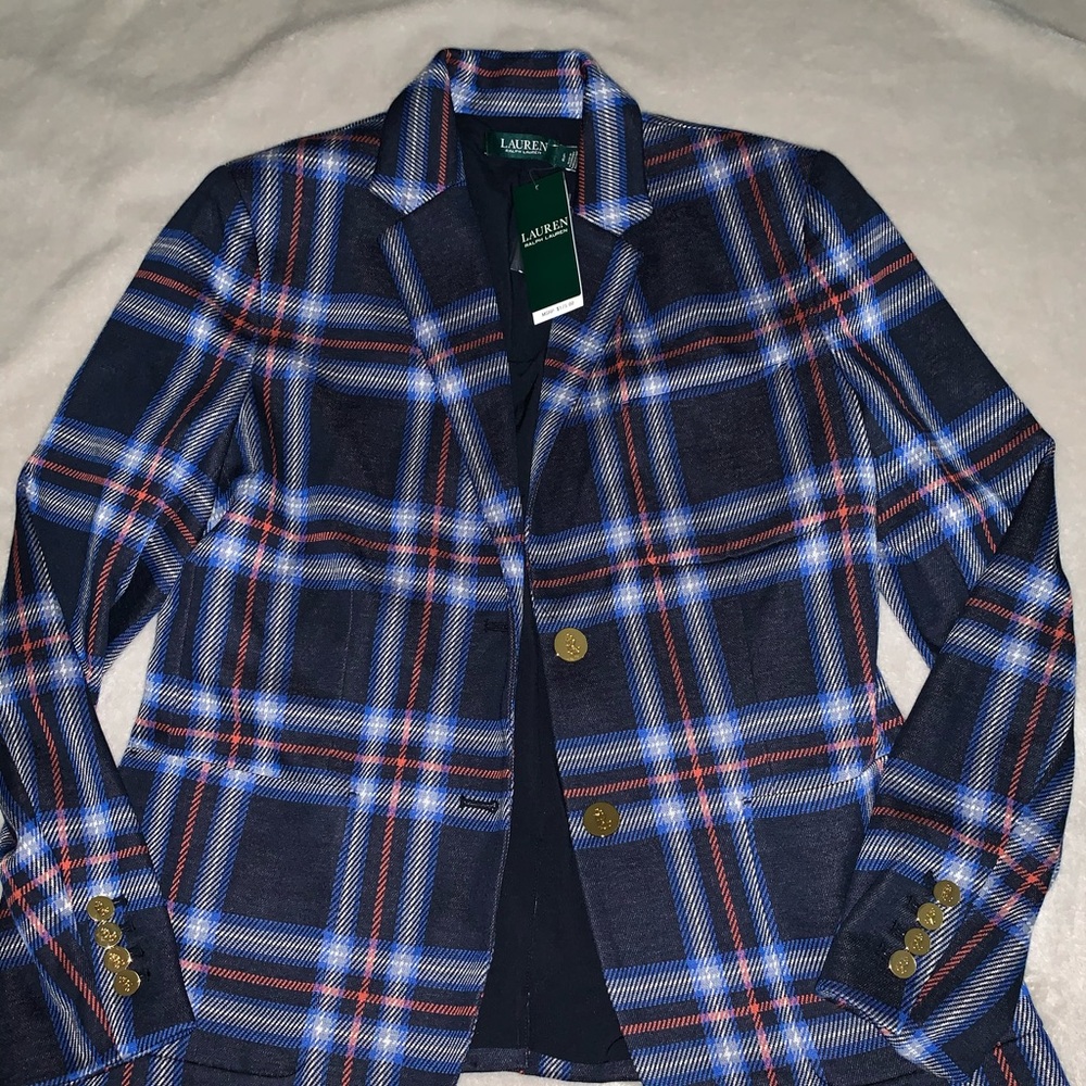 Lauren Ralph Lauren blue plaid blazer Large